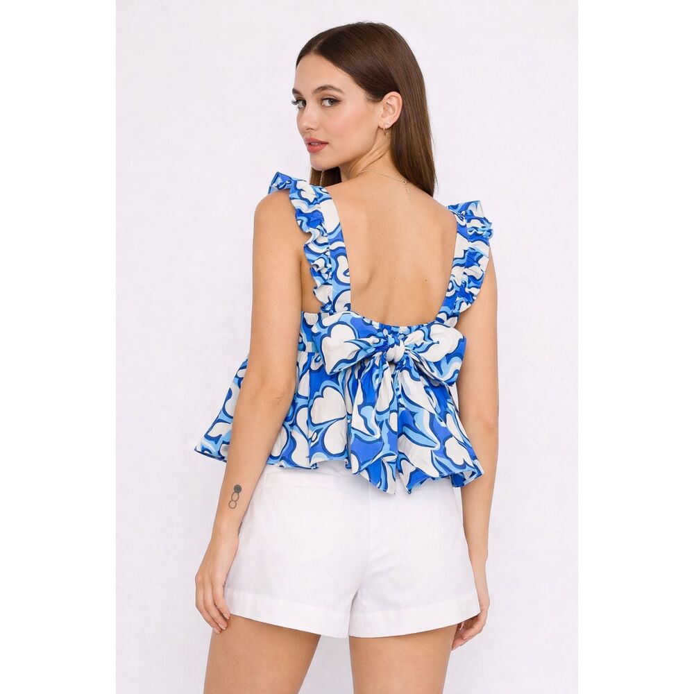 Meet Me In Santorini Azure Bloom Colette Top